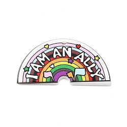 Acrylic Pendants, Rainbow with Word I Am An Ally, Colorful, 22x42x2mm, Hole: 1.2mm(OACR-H024-05)