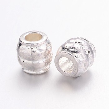 Tibetan Style Large Hole Barrel Beads, Silver, Lead Free & Cadmium Free, 8x8mm, Hole: 3.5mm
