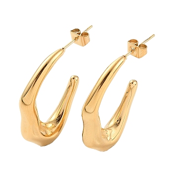 Ion Plating(IP) 304 Stainless Steel Twist Teardrop Stud Earrings, Half Hoop Earrings for Women, Golden, 26x5mm