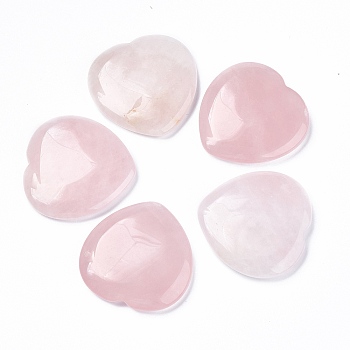 Natural Rose Quartz Thumb Worry Stone, Pocket Palm Stones, for Healing Reiki Stress Relief, Heart Shape, 39~40x39~40x5~6mm