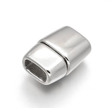 Rack Plating Alloy Rectangle Magnetic Clasps, Platinum, 14.5x10x7mm, Hole: 6x3mm