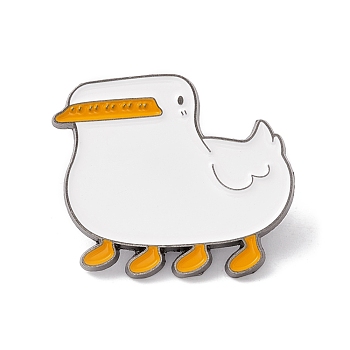 Duck Enamel Pin, Cartoon Alloy Badge for Backpack Clothes, Gunmetal, White, 25.5x28.5x1.5mm, Pin: 1mm