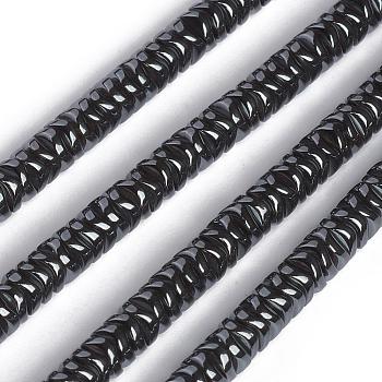 Non-magnetic Synthetic Hematite Beads Strands, Faceted, 4x4x1.5mm, Hole: 0.8mm, about 272pcs/strand, 15.86 inch(40.3cm)