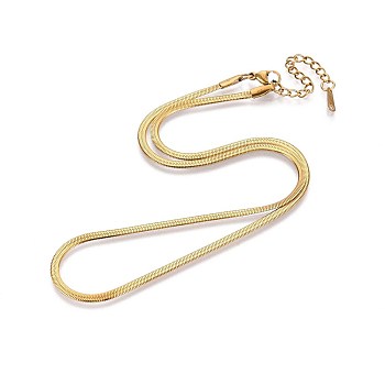 2.5MM 304 Stainless Steel Herringbone Chain Necklaces, Ion Plating(IP), Real 18K Gold Plated, 15.94 inch(40.5cm)