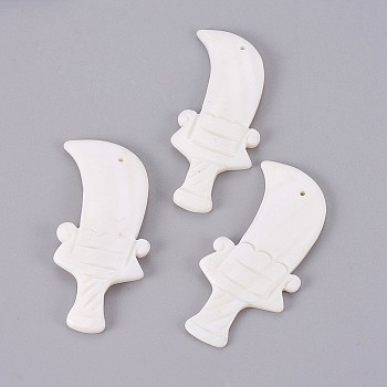 Natural White Shell Mother of Pearl Shell Pendants, Dagger, 48x23~24x2.5~3mm, Hole: 1mm