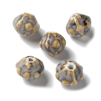 Handmade Porcelain Beads, Rondelle, Light Grey, 12~13x10.5~11mm, Hole: 2mm