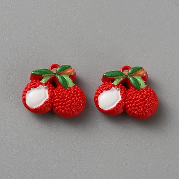 Zinc Alloy Pendants, Baking Paint, Fruits, Lychee, 13x15.5x5.5mm, Hole: 1.2mm