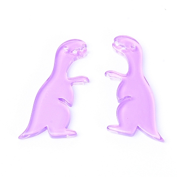 Transparent Acrylic Pendant, Tyrannosaurus, Lilac, 27.5x14x3mm, Hole: 1mm, 10pcs/bag