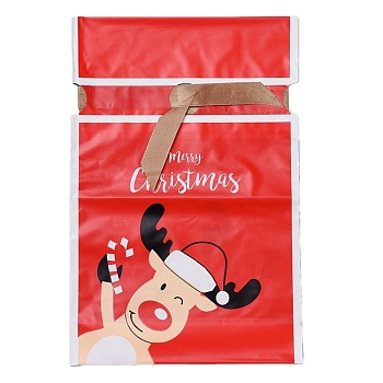 Christmas Drawstring Gift Bags, Goody Bags with Bow-Tie, Party Favors Supplies Gift Wrapping, Red, 23(±2cm)x15x0.01cm, about 45~50pcs/bag