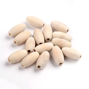 Unfinished Wood Beads, Natural Wooden Beads, Lead Free, Oval, Moccasin, 20x10mm, Hole: 3mm