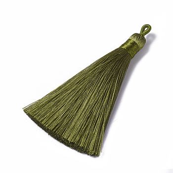 Polyester Tassel Pendants, Olive, 78~82x8mm, Hole: 2~4mm