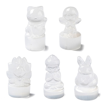 Natural Selenite Ornaments Figurine, Desk Statue for Home Office Decoration, Mixed Shapes, 2.4~3.3x2.15~2.6x4.5~5.35cm