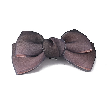 Polyester Bowknot Shoe Decorations, Detachable Shoe Buckle Clips, with Iron Findings, Rosy Brown, 59x101x18mm