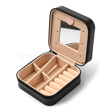Black Square Imitation Leather Jewelry Set Box