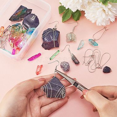 DIY Rough Raw Stone Beads Earring Making Kit(DIY-SZ0007-71)-2