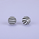 Printed Round with Stripe Pattern Silicone Focal Beads(SI-JX0056A-137)-1