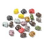 Vintage Handmade Porcelain Beads, Fancy Antique Glazed Porcelain, Elephant, Mixed Color, 10x12.5x7mm, Hole: 1.8mm(PR-CBA4F13-H)