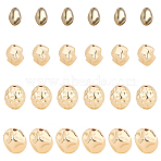 24Pcs 4 Style Brass Beads, Golden, Mixed Shapes, 7~12x6~10x5~9.5mm, Hole: 1~1.2mm, 6pcs/style(KK-PH0006-16)