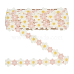 Polyester Ribbon, Lace Triming, Flower, for Cloth Dress Sewing Accessories, Misty Rose, 1-3/8 inch(34mm), 10yard/roll(OCOR-WH0111-25A)