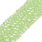 Electroplate Glass Beads Strands, Imitation Jade Beads, Pearl Luster Plated, Faceted, Rondelle, Light Green, 2.9~3.3x2mm, Hole: 0.8mm, about 135~140pcs/strand, 32~34cm(EGLA-A044-J2mm-A08)