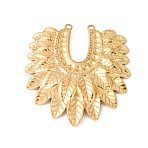 304 Stainless Steel Pendant Rhinestone Settings, Leaf, Golden, Fit for 1~1.2mm Rhinestone, 43x41x3mm, Hole: 1.4mm(STAS-D129-07G)