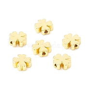 Brass Beads, Long-Lasting Plated, Clover, Real 18K Gold Plated, 8x8x3mm, Hole: 1.4mm(KK-E280-10G)
