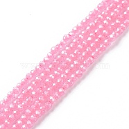 Cubic Zirconia Beads Strands, Faceted, Round, Flamingo, 1.5~2x2mm, Hole: 0.2mm, about 178~186pcs/strand, 15~15.5 inch(37.5~38.5cm)(G-F596-48G-2mm)