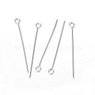 201 Stainless Steel Eye Pin, Stainless Steel Color, 35x0.7mm, Hole: 2mm(STAS-D447-02)