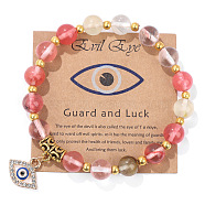 Natural Stone Beaded Bracelet with Vintage Evil Eye Pendant - Versatile Handmade Jewelry(ST0039605)