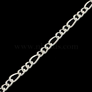 Iron Figaro Chains, with Spool, Soldered, Silver Color Plated, 5.3x2.6x0.6mm, about 328.08 Feet(100m)/roll(CH-R078-03S)