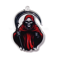 Halloween Theme Opaque Acrylic Pendants, Ghost, 42x27x2mm, Hole: 1.5mm(OACR-M019-01B)