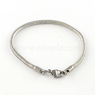 304 Stainless Steel European Style Bracelets for Jewelry Making, Stainless Steel Color, 185x2.4mm(PPJ-R002-02)