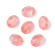 Cherry Quartz Glass Cabochons, Oval, Faceted, 10x8x4mm(G-C146-02F)