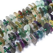 Natural Fluorite Beads Strands, Chips, 10~14x7~10x1~4mm, Hole: 1mm, about 75pcs/strand, 15.75''(40cm)(G-K245-H16-04)
