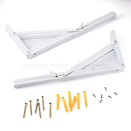 Iron Folding Shelf Brackets, with Plastic Plus & Iron Screws, White, 1.6~40x0.65~3.7x0.65~2.4cm, 20pcs/set(SW-TAC0001-15B)