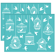 Self-Adhesive Silk Screen Printing Stencil, for Painting on Wood, DIY Decoration T-Shirt Fabric, Turquoise, Bird, 280x220mm(DIY-WH0338-180)