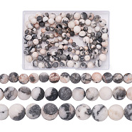 Yilisi 3 Strands 3 Style Natural Zebra Jasper Beads Strands, Frosted, Round, 6~10.5mm, Hole: 1~1.2mm, about 36~63pcs/strand, 15.5 inch(39.37cm), 1 strand/style(G-YS0001-02)