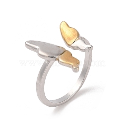 Two Tone Brass Butterfly Open Cuff Ring, Platinum & Golden, Inner Diameter: 17mm(RJEW-B050-03)