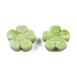 Synthetic Coral Beads, Dyed, Imitation Jade, Flower, Yellow Green, 12.5x14x5.5mm, Hole: 1.4mm(CORA-N006-05-B01)