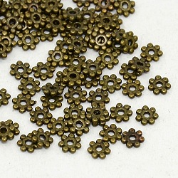 Tibetan Style Alloy Daisy Spacer Beads, Antique Bronze, Lead Free & Cadmium Free, 4x1.5mm, Hole: 1mm(K08SK071)