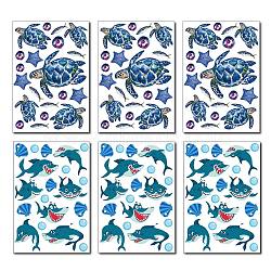 PVC Wall Stickers, Rectangle, for Home Living Room Bedroom Decoration, Ocean Themed Pattern, 290x195mm, 2 style, 3pcs/style, 6pcs/set(DIY-WH0228-219)