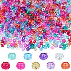 1000Pcs Plastic Beads, with Glitter Powder, Rondelle, Mixed Color, 9x6mm, Hole: 3.5mm(KY-SZ0001)
