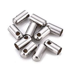 Tarnish Resistant 201 Stainless Steel Cord Ends, End Caps, Column, Stainless Steel Color, 10x5mm, Hole: 2.5mm, Inner Diameter: 4.5mm(STAS-F250-10P-Q)