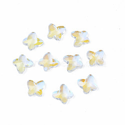 Glass Rhinestone Cabochons, Nail Art Decoration Accessories, Faceted, Butterfly, Clear AB, 5x5x2mm(MRMJ-N027-017A)
