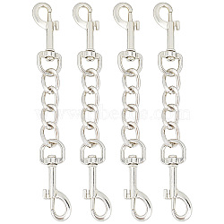 4Pcs Alloy Double Swivel Clasps, with Iron Chain, Pet Supplies, Platinum, 152mm(FIND-GO0001-81P)