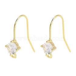 Brass Micro Pave Cubic Zirconia Earrings Findings, Real 18K Gold Plated, Rhombus, 17.5x6.5mm, Hole: 1mm, Pin: 0.8mm(EJEW-B063-05G-06)