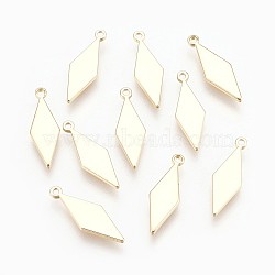 Brass Pendants, Nickel Free, Real 18K Gold Plated, Rhombus, 16x5x1mm, Hole: 1mm(X-KK-Q735-11G)