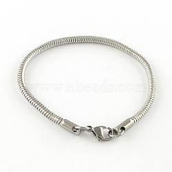 304 Stainless Steel European Style Bracelets for Jewelry Making, Stainless Steel Color, 185x2.4mm(PPJ-R002-02)