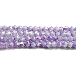 Opaque Baking Painted Glass Beads Strands, AB Color, Faceted, Bicone, Lilac, 3x2.5~2.8mm, Hole: 0.7mm, about 157~160pcs/strand, 16.38~16.54 inch(41.6~42cm)(DGLA-F002-01F)