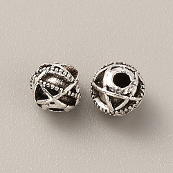 Tibetan Style Alloy Bead, Rondelle, Antique Silver, 6x5.5mm, Hole: 1.8mm, 100pcs/bag(FIND-WH0034-46AS-03)